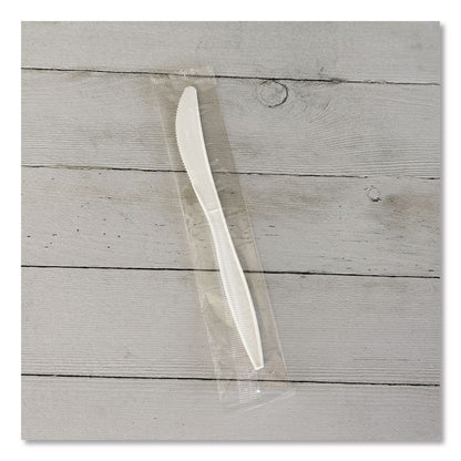 Mediumweight Wrapped Polypropylene Cutlery, Knife, 5.86", Plastic, White, 1,000/Carton