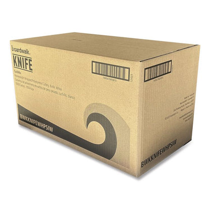 Heavyweight Wrapped Polystyrene Cutlery, Knife, Plastic, White, 1,000/Carton