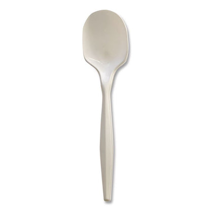 Mediumweight Wrapped Polypropylene Cutlery, Soup Spoon, 4.86", Plastic, White, 1,000/Carton