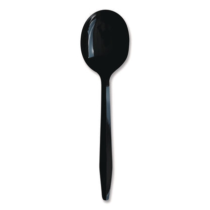 Heavyweight Polypropylene Cutlery, Soup Spoon, Plastic, Black, 1,000/Carton