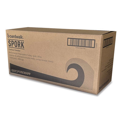 Mediumweight Polypropylene Cutlery, Spork, Plastic, White, 1000/Carton