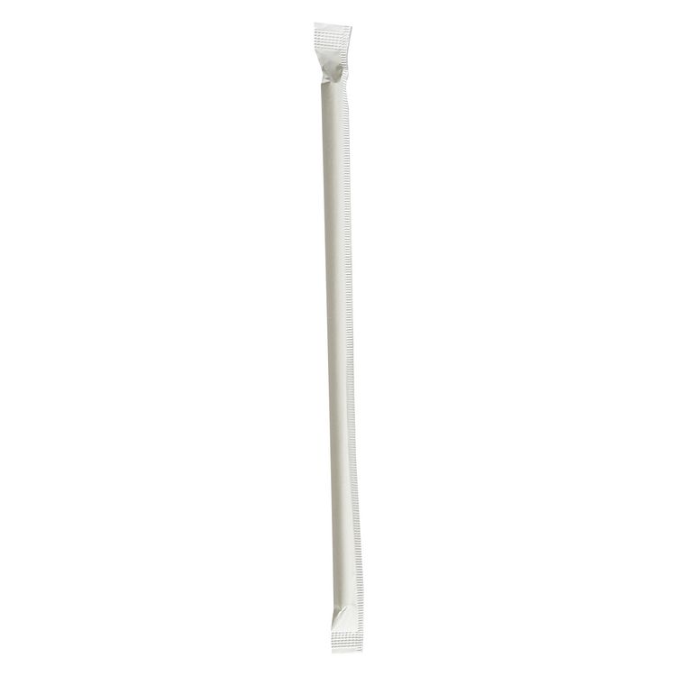 Wrapped Jumbo Paper Straws, 7.75", Paper, White, 320/Pack, 4 Packs/Carton