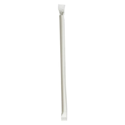 Wrapped Jumbo Paper Straws, 7.75", Paper, White, 320/Pack, 4 Packs/Carton