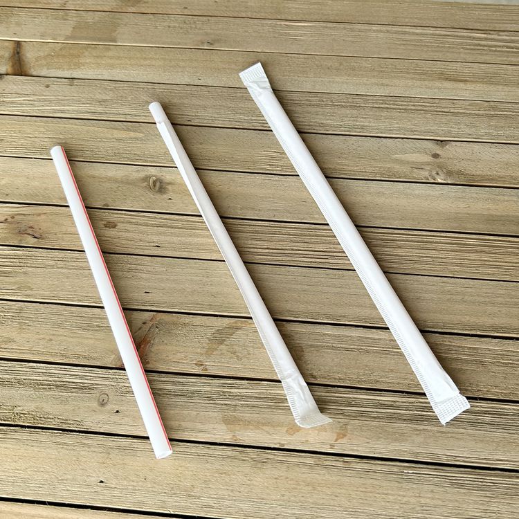 Wrapped Giant Straws, 7.75", Polypropylene, Red/White Striped, 300/Pack, 24 Packs/Carton