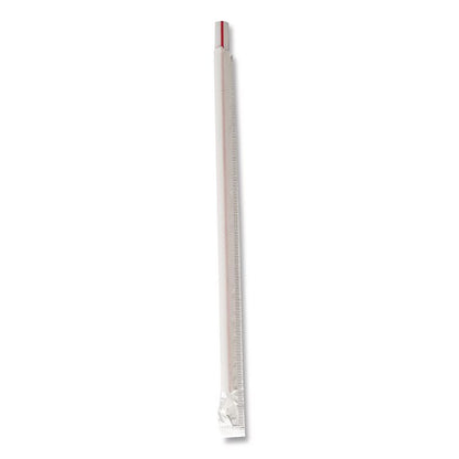 Wrapped Giant Straws, 7.75", Polypropylene, Red/White Striped, 300/Pack, 24 Packs/Carton