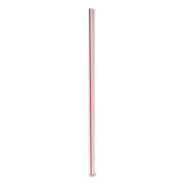Wrapped Giant Straws, 7.75", Polypropylene, Red/White Striped, 300/Pack, 24 Packs/Carton