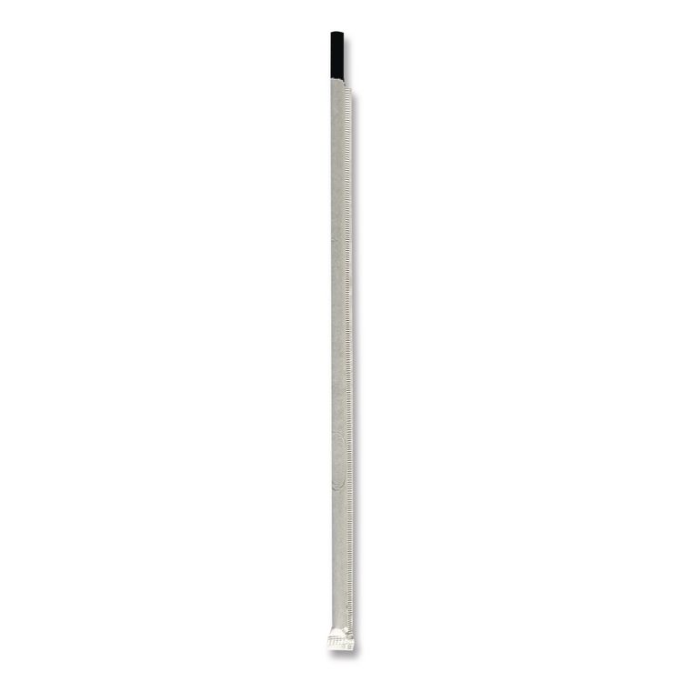 Wrapped Jumbo Straws, 10.25", Polypropylene, Black, 500/Pack, 4 Packs/Carton