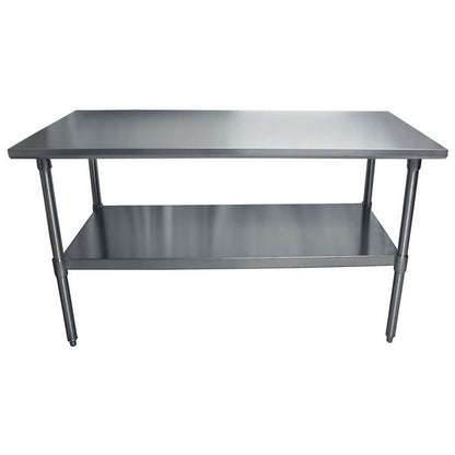 Stainless Steel Flat Top Work Tables, 60w x 30d x 36h, Silver, 2/Pallet