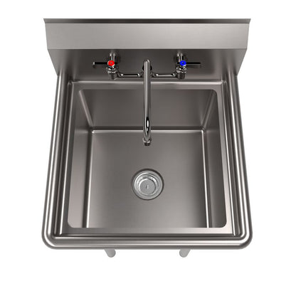 Stainless Steel Sink and Faucet Bundle, Sink/Faucet/Faucet Mounting Kit/Drain, 18" L x 18" W x 14" D