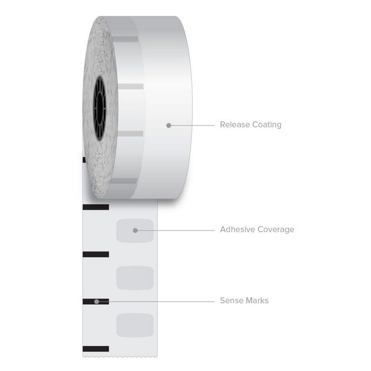 Sticky Media, 1.57" x 375 ft, White, 12 Rolls/Carton