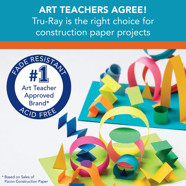 Tru-Ray Construction Paper, 76 lb Text Weight, 9 x 12, White, 50 Sheets/Pack, 50 Packs/Carton