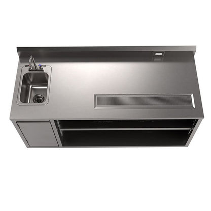 Stainless Steel Beverage Table with Left Sink, Rectangular, 30" x 72" x 41.5", Silver Top, Silver Base/Legs