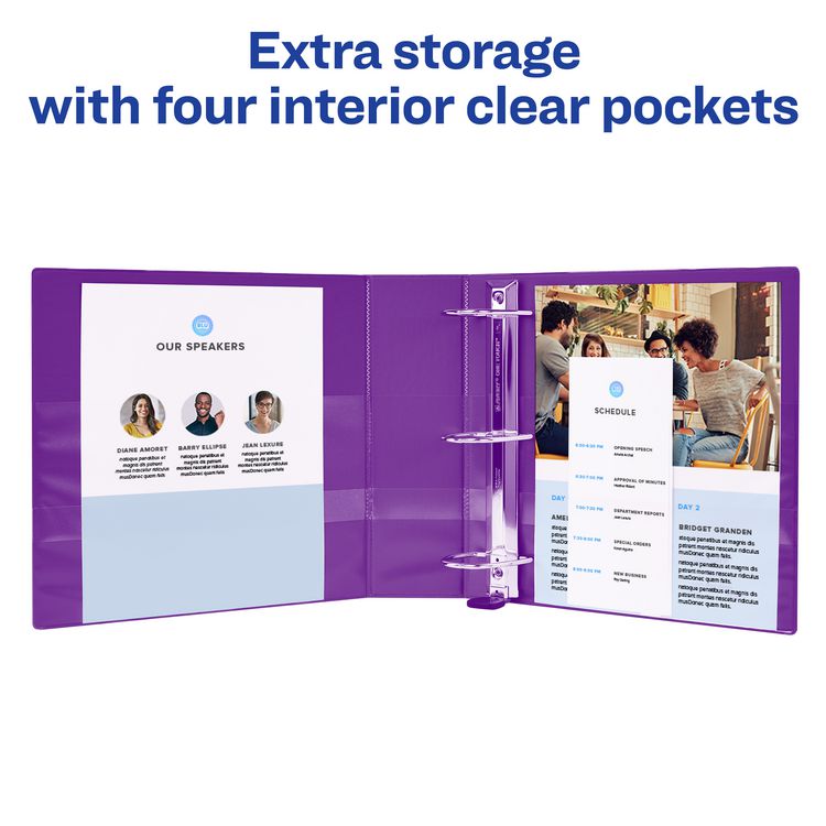 Heavy-Duty View Binder with DuraHinge and One Touch EZD Rings, 3 Rings, 2" Capacity, 11 x 8.5, Purple, 6/Carton