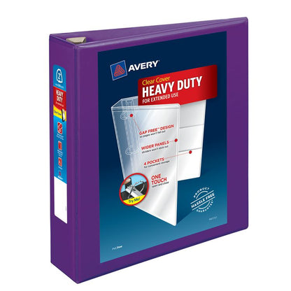 Heavy-Duty View Binder with DuraHinge and One Touch EZD Rings, 3 Rings, 2" Capacity, 11 x 8.5, Purple, 6/Carton