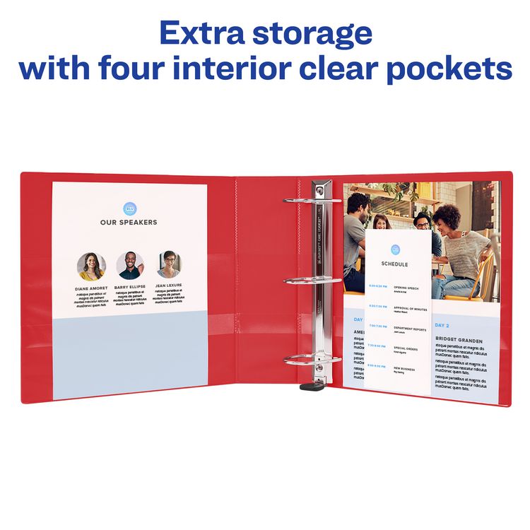 Heavy-Duty View Binder with DuraHinge and One Touch EZD Rings, 3 Rings, 1" Capacity, 11 x 8.5, Red, 12/Carton