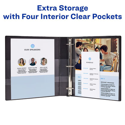 Heavy-Duty View Binder with DuraHinge and One Touch EZD Rings, 3 Rings, 1" Capacity, 11 x 8.5, Navy Blue, 12/Carton