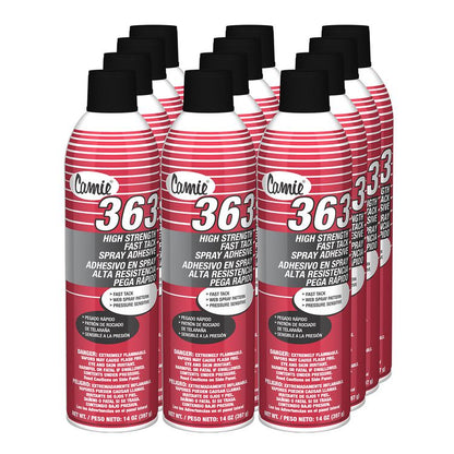 363 High Strength Fast Tack Spray Adhesive, 14 oz, 12/Carton