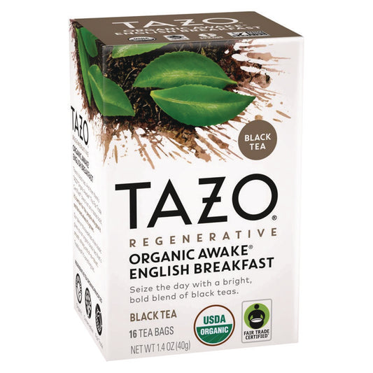 Tea Bags, Organic Awake English Breakfast, 16/Box, 6 Boxes/Carton