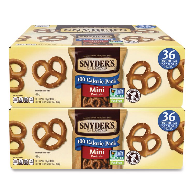Mini Pretzels. 0.92 oz Pack, 36 Packs/Box, 2 Boxes/Carton
