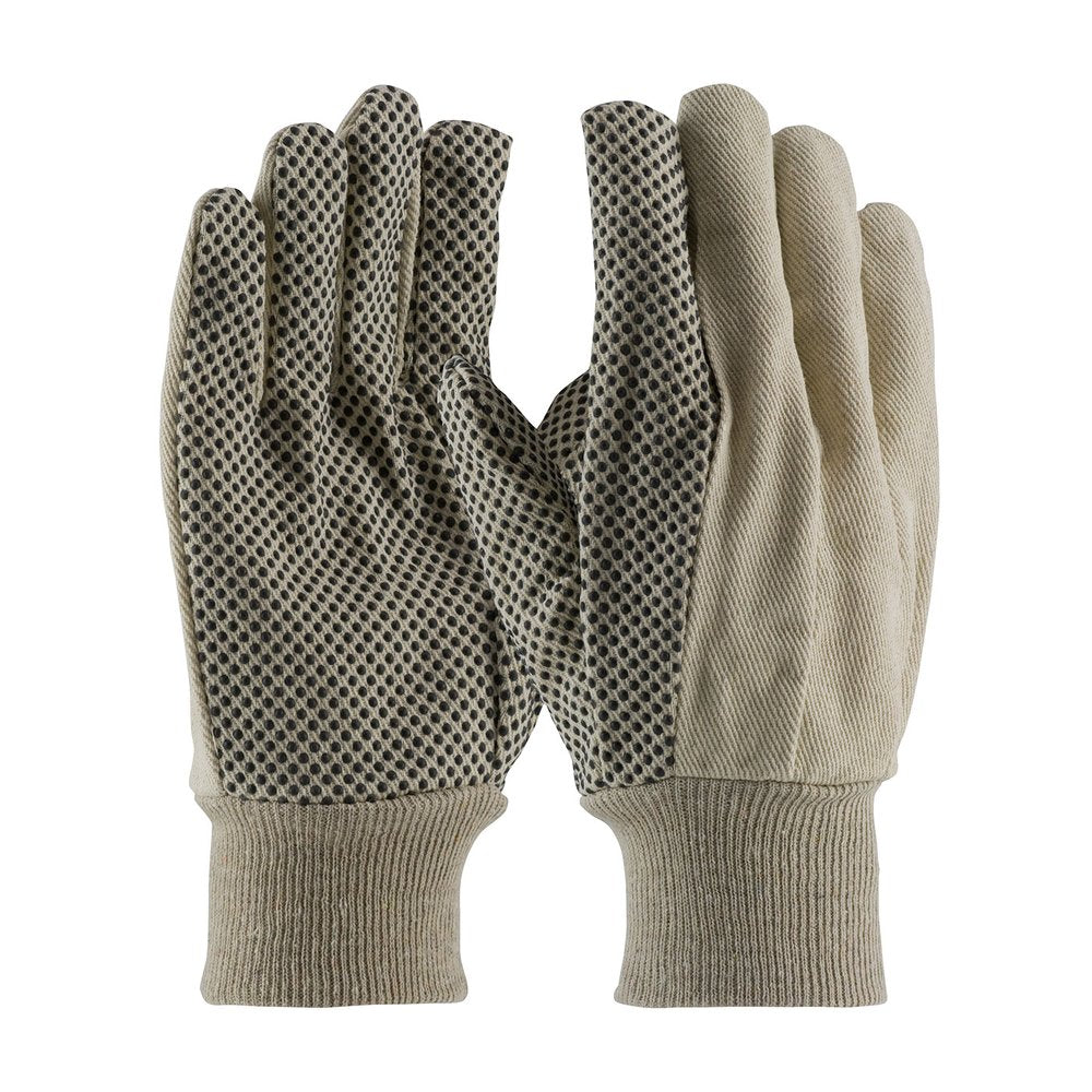 PIP Econ COTT/POLY Canvas Glove PVC Grip P/T/IF-8OZ, 12 Pairs/Pack