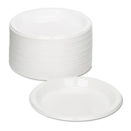 Plastic Dinnerware, Plates, 9" dia, White, 500/Carton