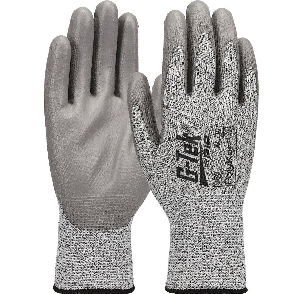 G-Tek by PIP Knit Polyk. Glove W/POLYURE. Flat Grip P/F XL, 12 Pairs/Pack