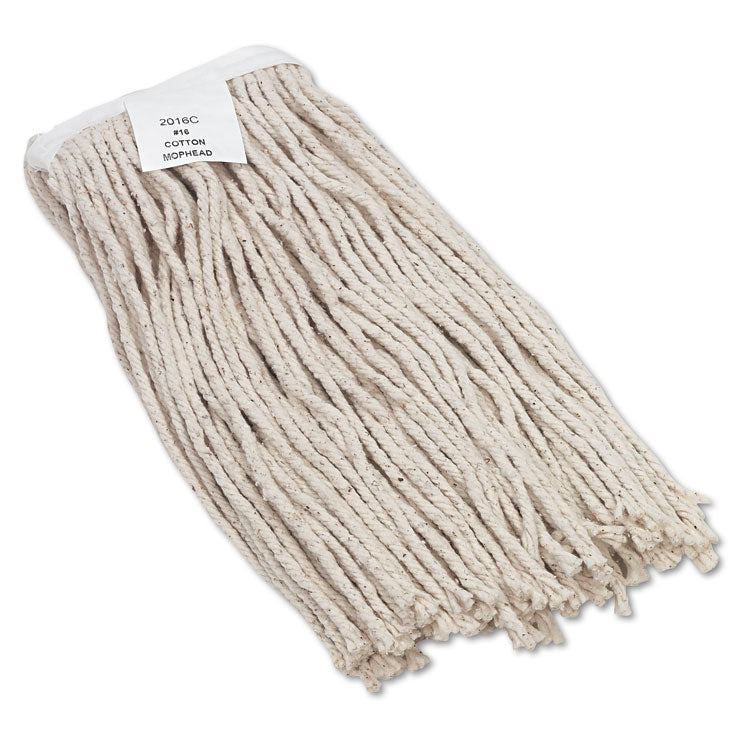 Cut-End Wet Mop Head, Cotton, #16 Size, White
