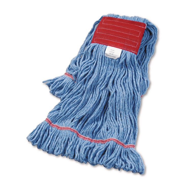 Super Loop Wet Mop Head, Cotton/Synthetic Fiber, 5" Headband, Large Size, Blue
