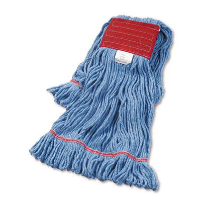 Super Loop Wet Mop Head, Cotton/Synthetic Fiber, 5" Headband, Large Size, Blue