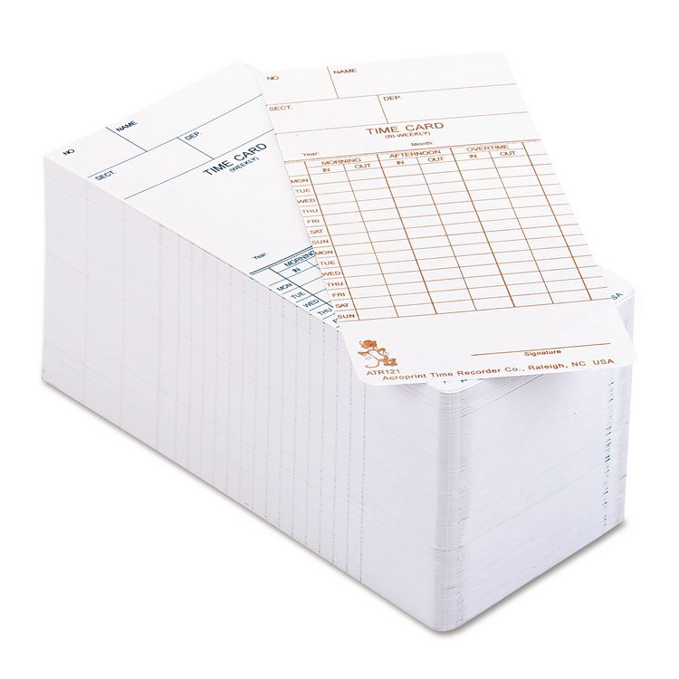 Time Clock Cards for Acroprint ATR120, Two Sides, 3.5 x 7, 250/Pack