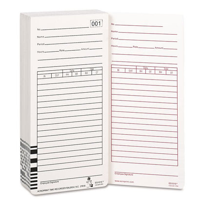 Time Clock Cards for Acroprint ES1000, Two Sides, 3.5 x 7, 100/Pack