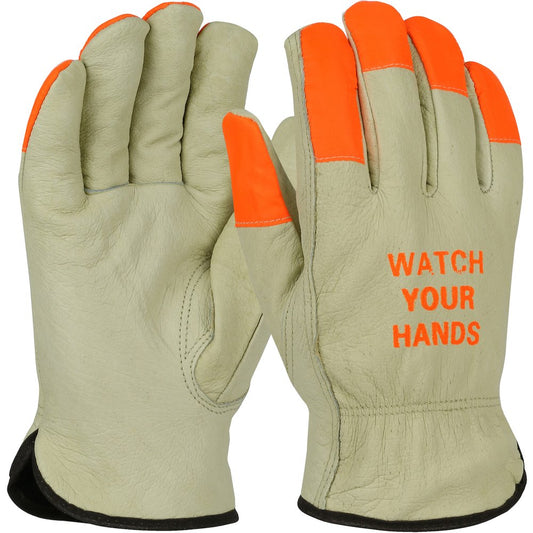 PIP PIG Leather Glove BLACK Thermal HI-VIS WYH Logo XL, 12 Pairs/Pack
