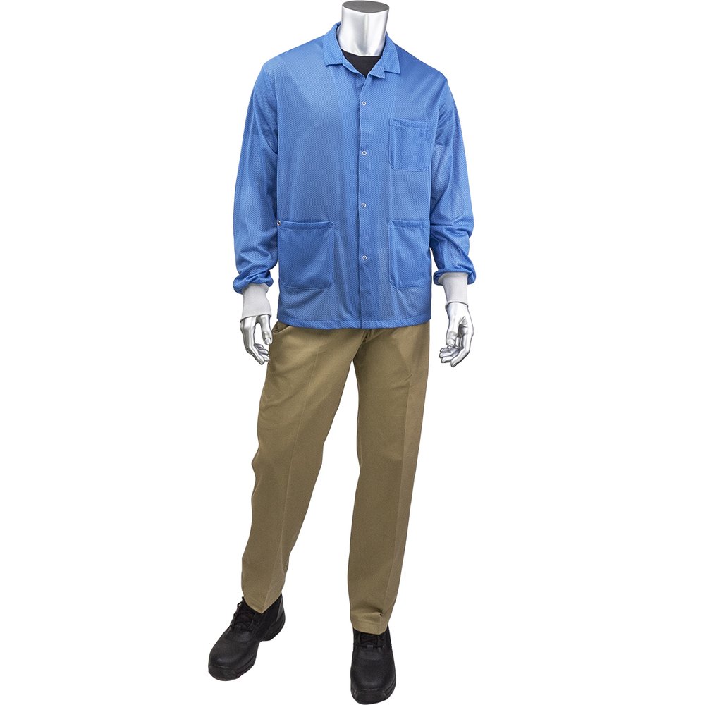 Uniform Technology by PIP Short ESD Sheer Labcoat-esd Knit Cuff