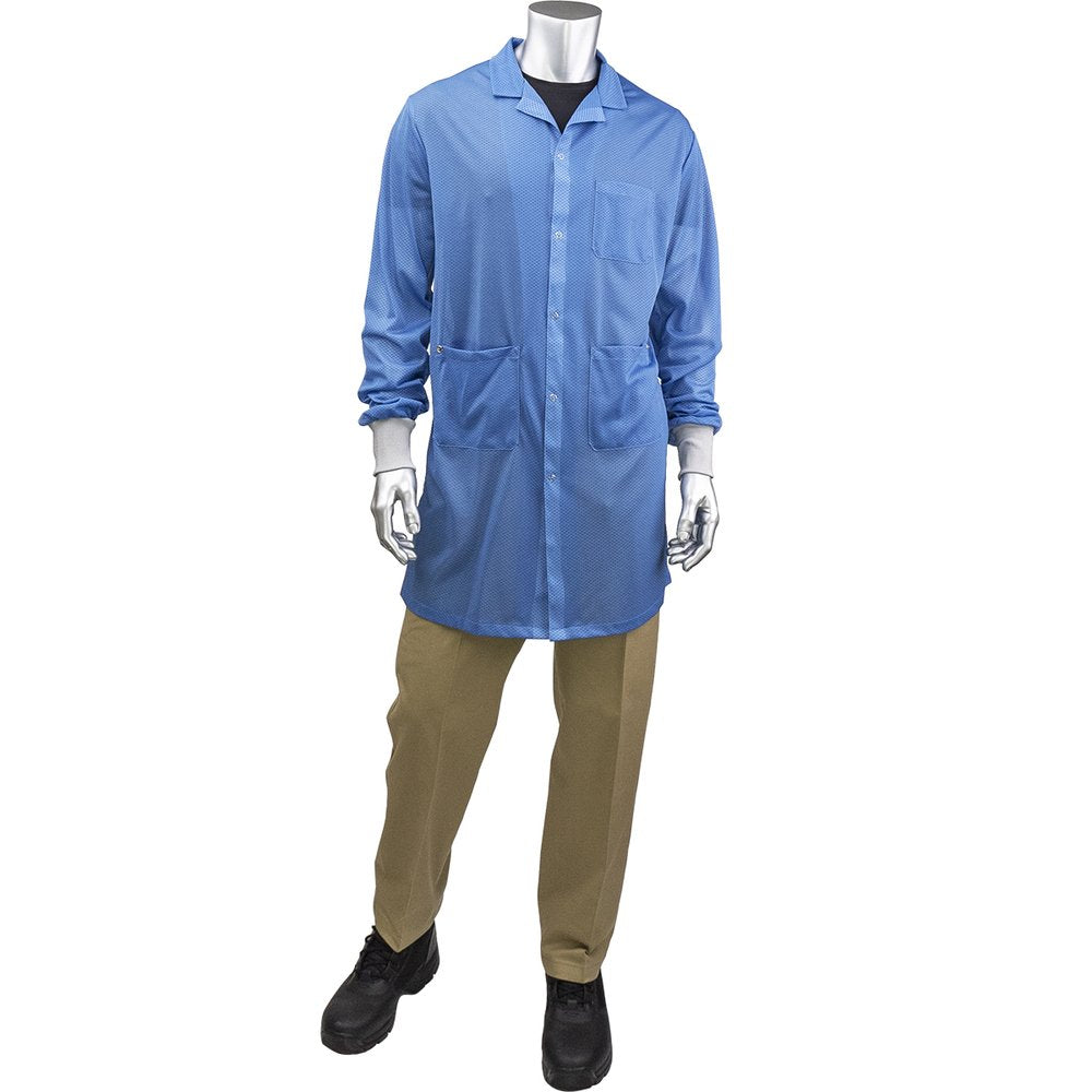 Uniform Technology by PIP Long ESD Sheer Labcoat-esd Knit Cuff