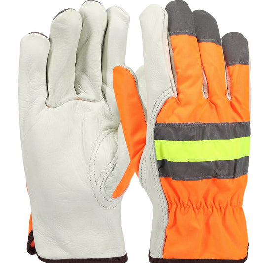 PIP COW Palm HI-VIS Orange Poly Back Driver, 12 Pairs/Dozen
