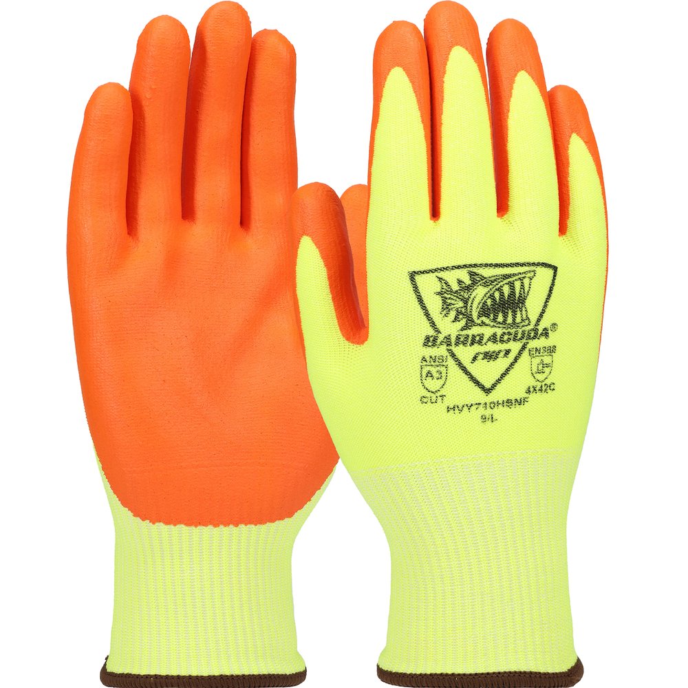 PIP HI VIS YEL Hppe OR Foamnit Palm Coat ANSI 4, 12 Pairs/Dozen
