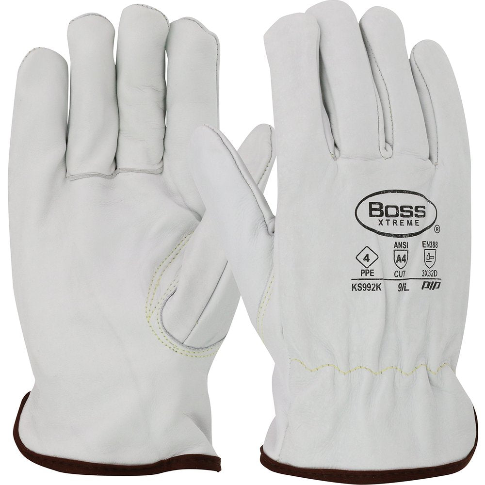 BOSS by PIP AR Cowhide Leather Glovepara-aramid Keyst. Thmb (Pair)
