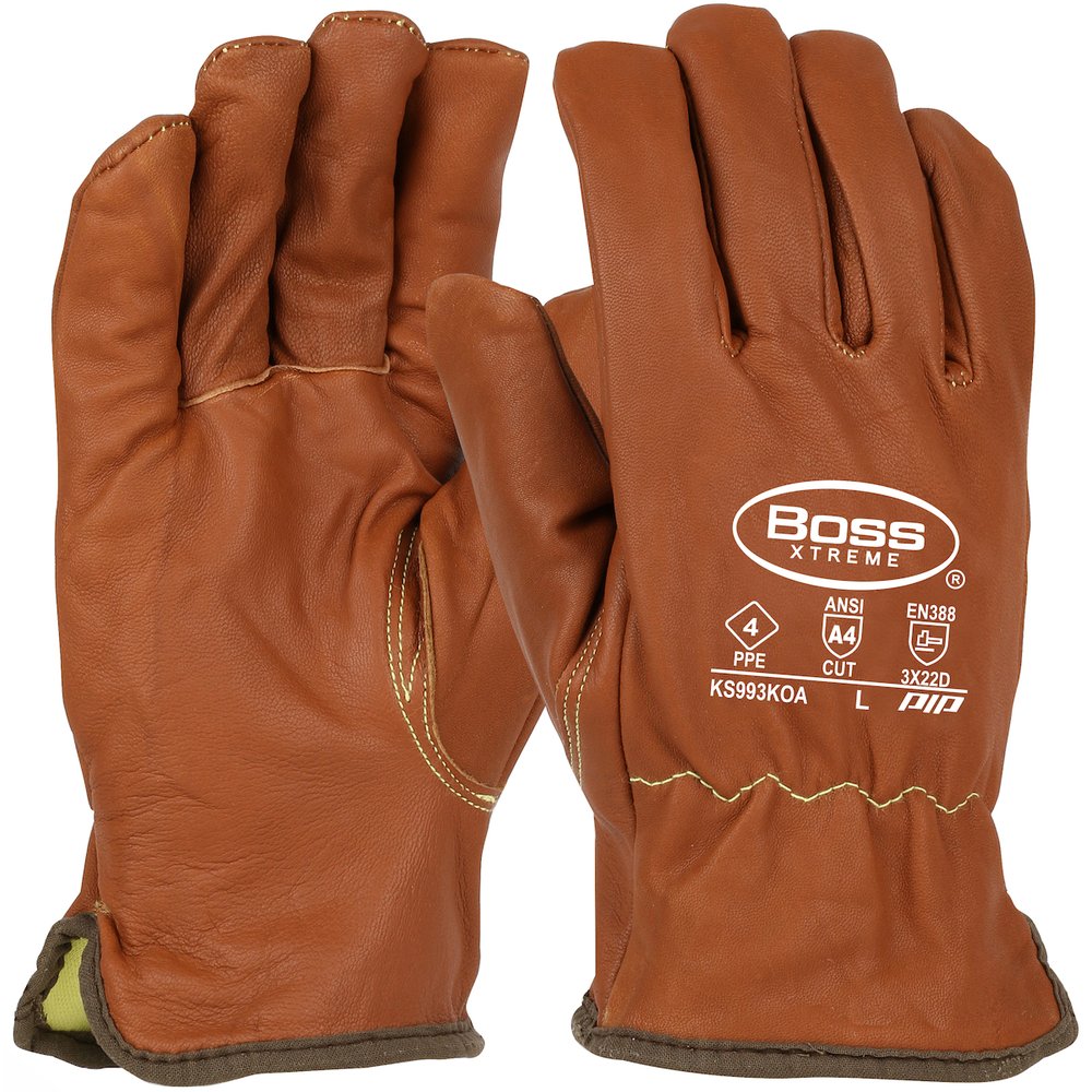 BOSS by PIP AR Goatskn Lether Glve Oil FIN Para-aramid KT (Pair)