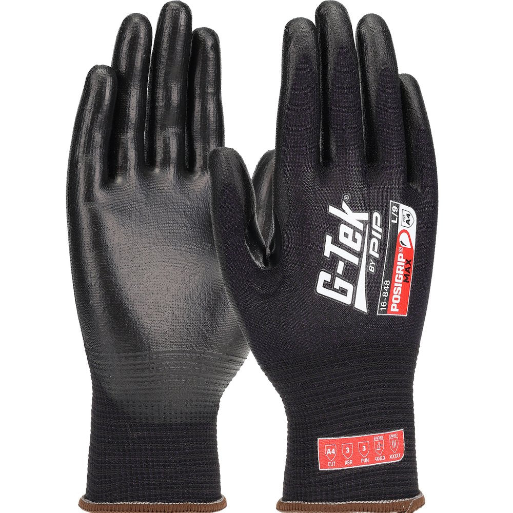 G-Tek by PIP Knit Polyk. Glove Posigrip MAX Coating XS TS, 12 Pairs/Dozen