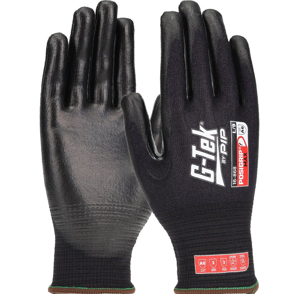 G-Tek by PIP Knit Polyk. Glove Posigrip MAX Coat L TS, 12 Pairs/Dozen