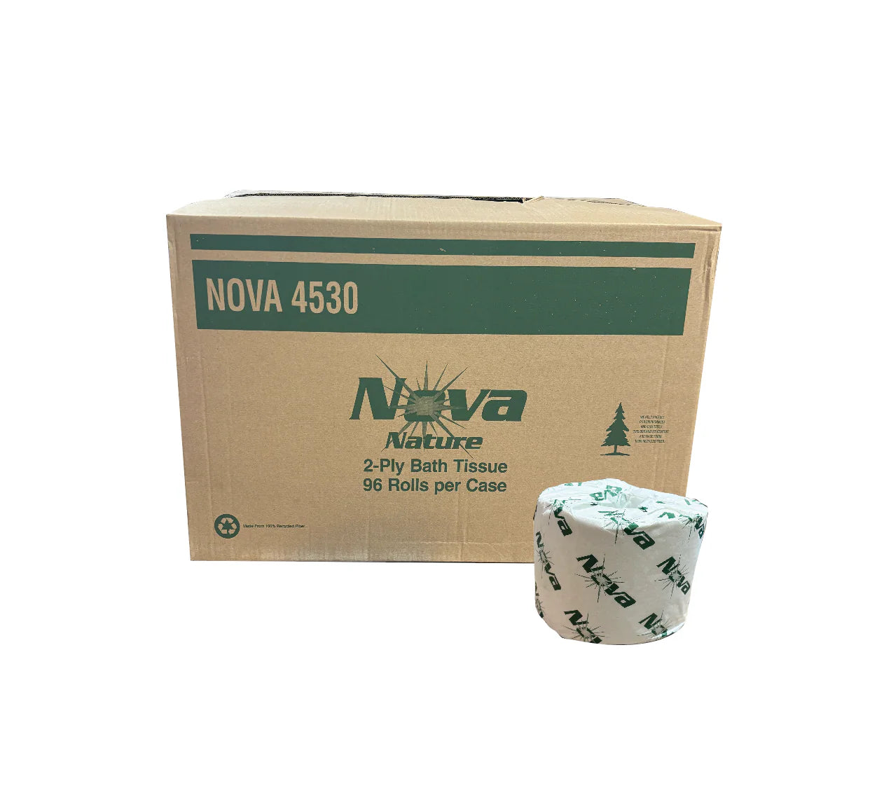 Nova White Bath Tissue, 2 Ply 4" X 3", 96 Rolls / Case, 30 Cases / Pallet