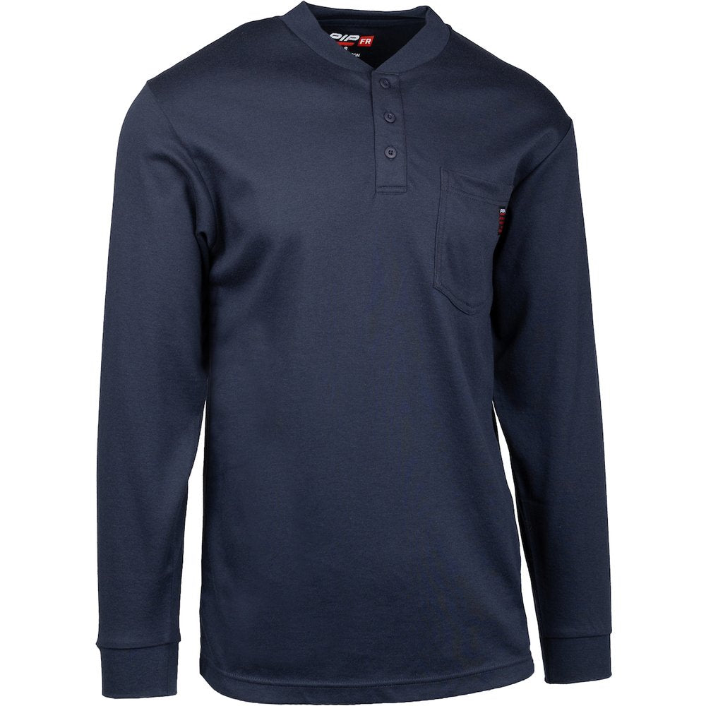PIP AR/FR Lsleeve HENLEY-10.6 CAL/CM2 NVY XL