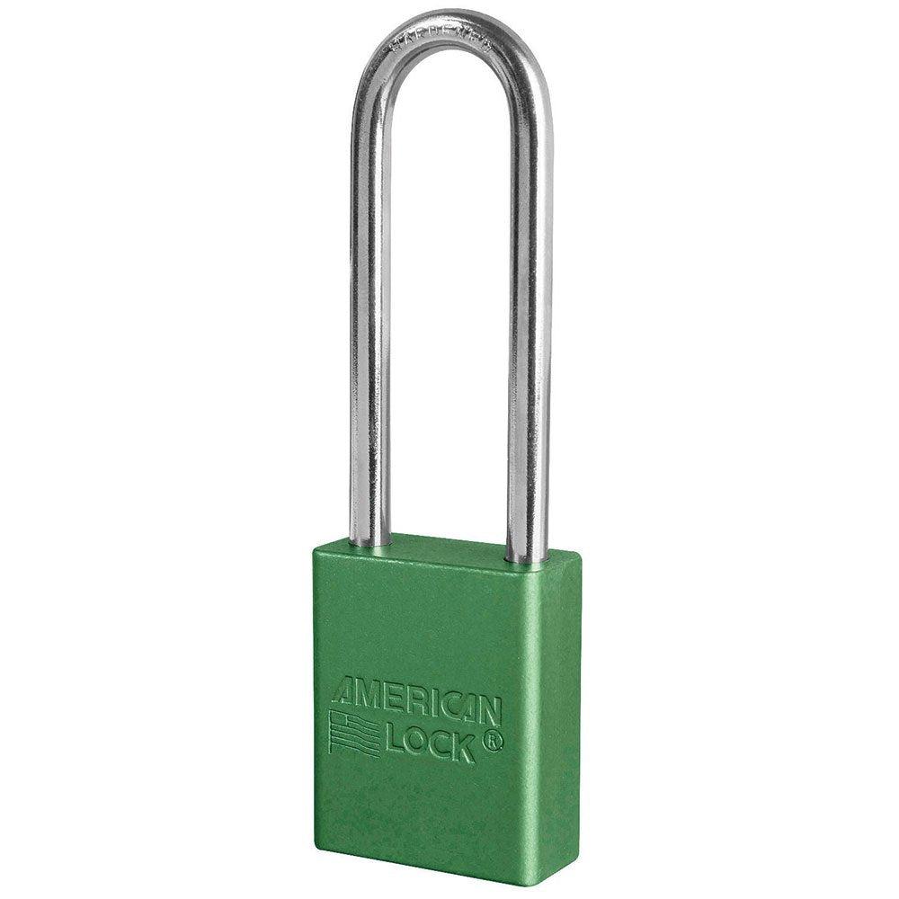 American Lock Aluminum Padlock Green Boxed 3"SHACKLE S