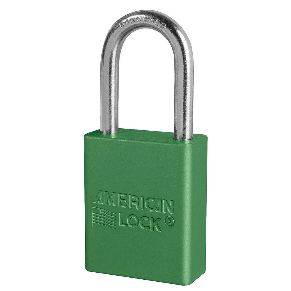 American Lock Green Safety Lock-out Padlock Keyed Diffe, 6/Box