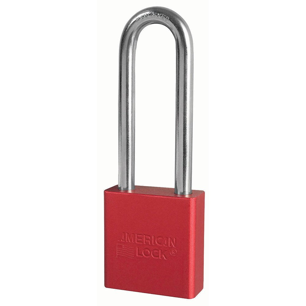 American Lock RED 5 Pin Safety Lockoutpadlock Keyed Different, 6/Box