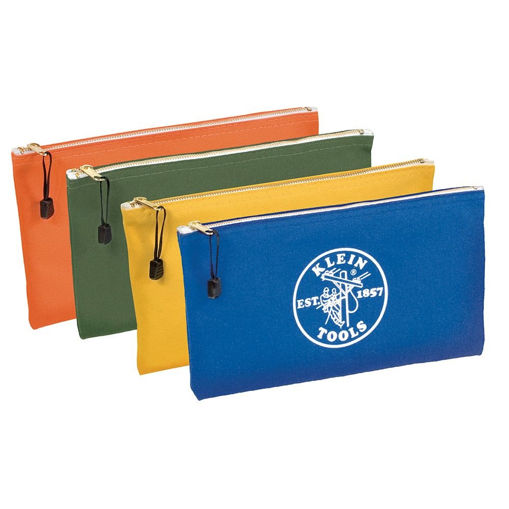 Klein Tools 4-PACK Zipper Bags- Canvas- Assort. 12 1/2"X7" (Pack)