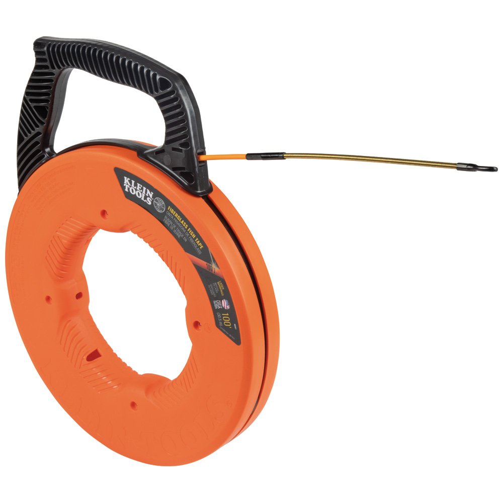 Klein Tools Fiberglass Fish Tape W/SPIRAL Steel Leader 100'