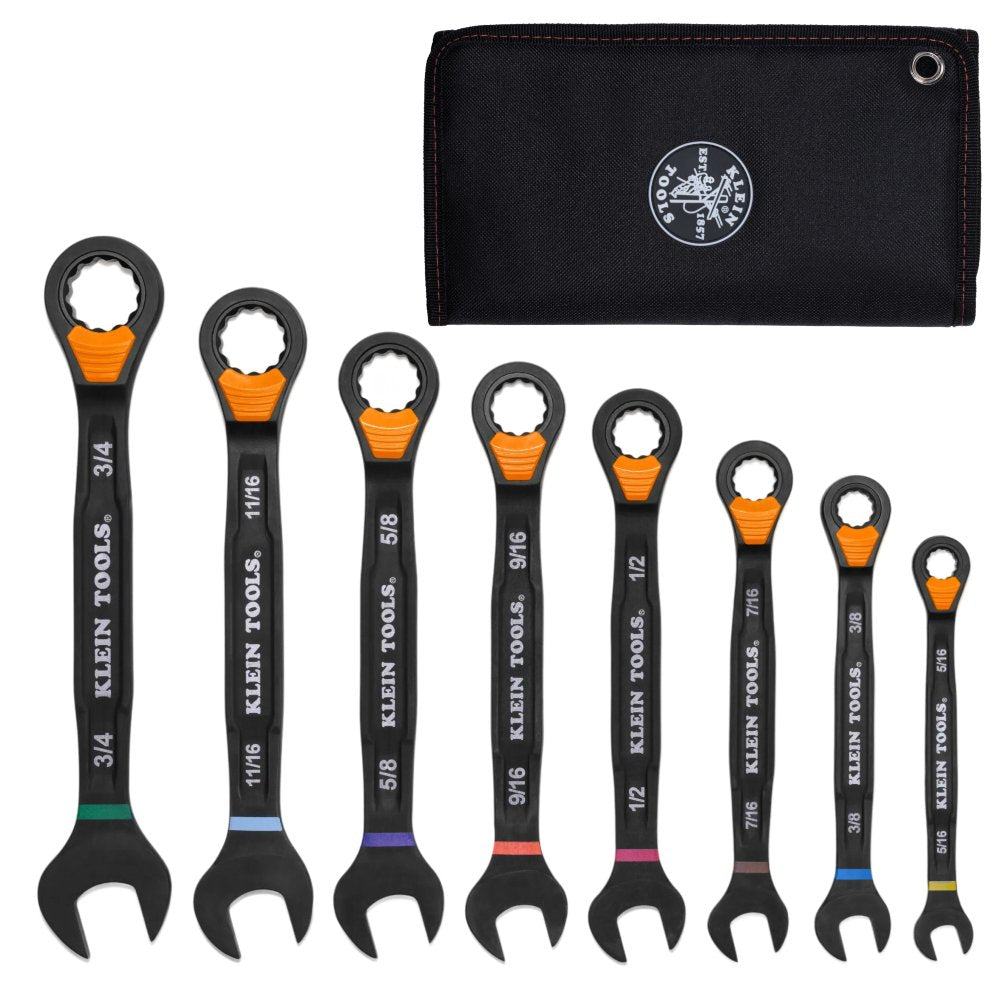 Klein Tools Ratcheting Combo Slide-lock Wrench Set SAE 8PC (Set)