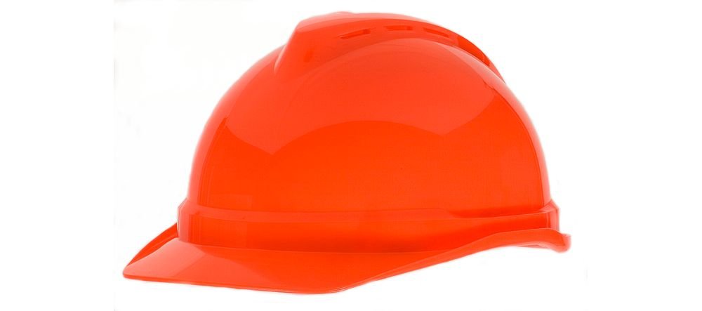 MSA V-gard Vented HI-VIZ Orange Hard Cap 4 PT Susp., 20/Case