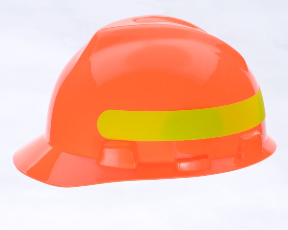 MSA Cap V-gd W/RAT Suspn HI-VIZ ORG W/STRIPE